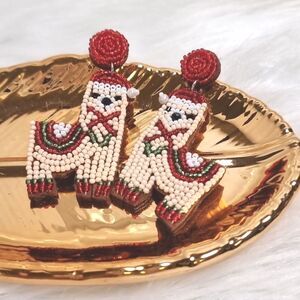 New C & C California Lama Beaded Bling CHRISTMAS EARRINGS
